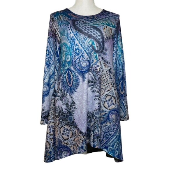 CHICO'S Long Sleeve Paisley Tunic Top with Pockets - Size Small - Picture 4 of 11